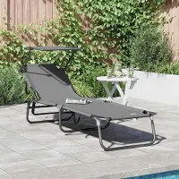 vidaXL "im " Klappbare Sonnenliege 1-Personen - Strandliege - Grau 190x57x81 cm Oxford - Gartenliegen CC18801