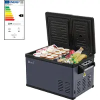 In.tec® Autokühlschrank ‘Alberona’ Kompressor-Kühlbox tragbar Stahl 26 L Blaugrau