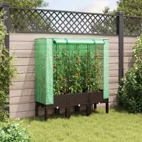 vidaXL Hochwertigen Möbel Beete - Braun Hochbeet mit Gewächshaus-Aufsatz Rattan-Optik 120x40x140cm NEU5907794