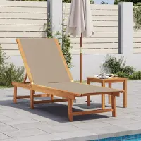 vidaXL "im " Sonnenliege - für den Garten - 1 Person - mit Tisch Taupe Massivholz Akazie und Textilene - Gartenliegen CC17723