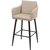Mendler Barhocker HWC-H93, Barstuhl Tresenhocker, Fußablage Metall ~ Kunstleder taupe-beige