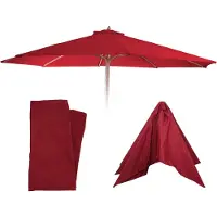 MCW Ersatz-Bezug für Sonnenschirm Lissabon, Sonnenschirmbezug Ersatzbezug, Ø 3,5m Polyester 8 Streben bordeaux