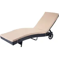 Mendler Sonnenliege MCW-D80, Gartenliege Relaxliege Liege, Poly-Rattan anthrazit, Kissen beige