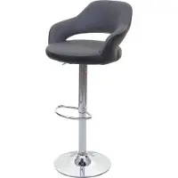 Mendler Barhocker HWC-F16, Barstuhl Tresenhocker Drehhocker, mit Lehne Kunstleder grau-schwarz