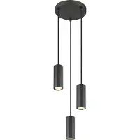 Globo Lighting Hängeleuchte Metall grau matt, Aluminium grau matt, Kabel PVC schwarz, Höhe kürzbar, ø: 210mm, H: 1200mm, exkl. 3x GU10 25W 230V