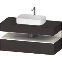 Duravit Qatego Konsolenwaschtischunterbau, 1 Auszug, 1 Schubkasten, Ausschnitt mittig, 1200x550x600mm, Nische Weiß Supermatt, QA4732084800010