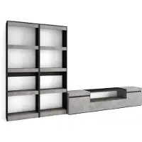 Skraut Home Wohnwand Wohnzimmer, 320x35x186cm, Für TV-Geräte bis zu 80", Wohnzimmer Möbel, Zementgrau