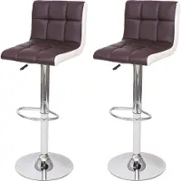 Mendler 2er-Set Barhocker HWC-G87, Tresenhocker Barstuhl, höhenverstellbar Kunstleder braun-weiß, Chromfuß
