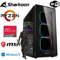 MEG-BAR Gaming PC - Ryzen 5 5600G 6x 4,4GHz - 8GB DDR4 RAM - 512 M.2 SSD - SHARKOON RGB Gehäuse mit gehärtetem Glas - WLAN