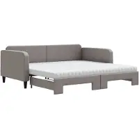 Syfax Tagesbett Ausziehbar mit Matratzen Dunkelgrau 100x200 cm Stoff