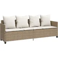 Syfax Sonnenliege mit Kissen Beige Poly Rattan
