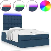 Syfax Ottoman-Bett mit Matratze & LEDs Blau 120x200 cm Stoff