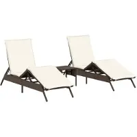 Syfax Sonnenliegen 2 Stk. mit Tisch Braun Poly Rattan