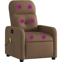 Syfax Brauner Stoff Massagesessel mit 6-Punkt-Vibrationsmassage, manueller Liegefunktion, 66x89x96 cm (B x T x H)