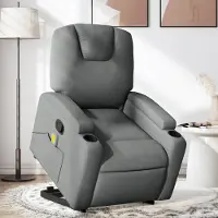 vidaXL "im " Massagesessel mit Aufstehhilfe Dunkelgrau Stoff - Fernseh- & Relaxsessel CC9049