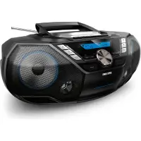 Philips CD-Soundmachine AZB798T/12, Analog & Digital, DAB, DAB+, FM, Spieler, CD, CD-R, CD-RW, Zurückspulen, Schnell vorwärts, Next, Zurück, Programm, Wiederholung, Mixen, 12 W