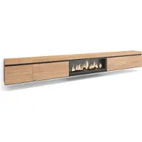 Skraut Home TV-Schrank, Lowboard, 368x35x45cm, Elektrokamin XXL, Hängend, Eiche