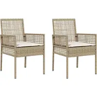 vidaXL "SALE 2026"Gartenstuhl - Gartenmöbel - Balkonstuhl mit Kissen 2er Set,multifunktional& Moderne - Beige 55 x 53 x 85 cm Poly-Rattan - Stühle für Garten, Balkon DE1987091