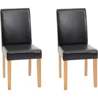 MCW 2er-Set Esszimmerstuhl Stuhl Küchenstuhl Littau Kunstleder, schwarz, helle Beine