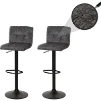 Mendler 2er-Set Barhocker MCW-G87, Tresenhocker Barstuhl, höhenverstellbar drehbar, Stoff Chenille (465g/m²) MVG dunkelgrau