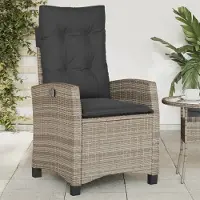 vidaXL Design Gartensessel Verstellbar mit Kissen Grau Poly Rattan, Gartenstühle 2024 Neu