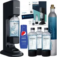 Spinel Soda Soda BubbleON Wassersprudler Set Schwarz 3 Flaschen Pepsi Sirup