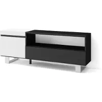 Skraut Home TV-Schrank, Lowboard, 150x35x57cm, Für TV-Geräte bis zu 65", Industriedesign, Weiß und Schwarz