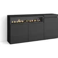 Skraut Home Sideboard, Highboard, 150x35x75cm, 3 Türen, Elektrokamin. farbe Schwarz