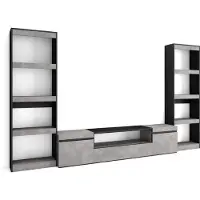 Skraut Home Wohnwand Wohnzimmer, 320x35x186cm, Für TV-Geräte bis zu 80", Wohnzimmer Möbel, Zementgrau