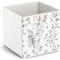 Zeller Aufbewahrungsbox für Flachs weiß mit Motiv Textil 32x32x32cm