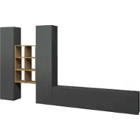 Dmora Wohnwand Emiliano 320x30x180 cm Schwarz 15 Fächer 3 Türen