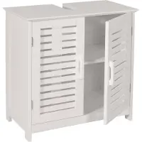 Mendler Waschbeckenunterschrank HWC-B41, Badezimmer Unterschrank Badschrank mit Staufach, Bambus MDF 60x60x30cm MVG weiß
