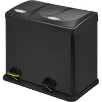 SVITA TC2 Combo26 Papierkorb Mülleimer Mülltrennung Edelstahl 8L+18L Silber