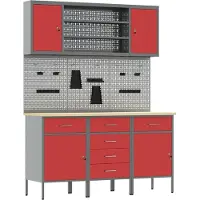 Syfax Werkbank mit Schubladen 7 pcs Rot Ingenieure Holz und Stahl