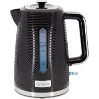 Briebe KT1168BLK Elegance Wasserkocher 1,7L Elektrischer Schnellkochend, BPA frei, 360° Sockel Schwarz