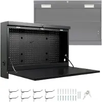 Wiltec Werkbank zur Wandmontage bis 50 kg, klappbare Werkzeugbank 91,2 x 69 x 61 cm mit Lochplatte als Rückwand, abschließbarer Werktisch mit 2 Schlüsseln