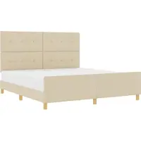 Syfax Bettgestell mit Kopfteil Creme 180 x 200 cm Stoff