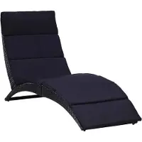 Syfax Sonnenliege mit Auflage Poly Rattan Schwarz