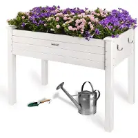 Needs&wants® Hochbeet aus Holz für Garten Balkon Terrasse, Pflanzkasten Bausatz rechteckig schmal mit Vlies-Folie, Kräuterbeet Pflanzenkasten deko