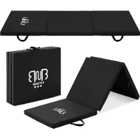 BnB Sports Premium Tri-Folding Thick Gymnastic Mat & Home Sports, Yogamatte & Sportmatte, mit Tragegriffen Sportbodenmatten, und rutschfeste Oberfläche undurchlässig für Schweiß und Wasser Schwarz