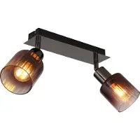Globo Lighting Strahler Metall schwarz-chrom, Glas kupferfarben, klar verlaufend, LxBxH: 250x80x180mm, exkl. 2x E14 40W 230V