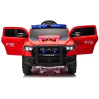 Es-toys Kinderfahrzeug – Elektro Auto „Feuerwehr Dodge RAM“ – 12V10AH Akku,4 Motoren- 2,4Ghz Fernsteuerung, MP3+Sirene