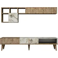 Dmora Wohnwand Gemini 180x35x40 cm Braun 11 Böden 5 Türen