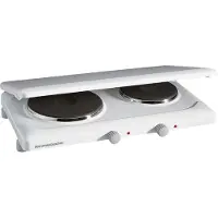 Rommelsbacher Doppelkochplatte THL 2597/A, langlebige Gussheizplatten, emailliertes Gehäuse, stufenlose Temperaturregelung, Überhitzungsschutz,2 Heizplatten: 145 mm Ø, 1000 Watt / 180 mm Ø, 1500 W, Abdeckung