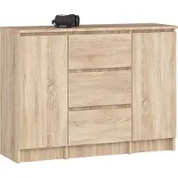 Akord Kommode K100 Sonoma Eiche 101 cm 2 Türen 3 Schubladen B101xH76xT35 cm