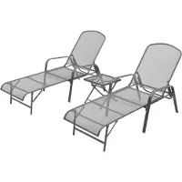 Syfax Sonnenliegen 2 Stk. mit Tisch Stahl Anthrazit