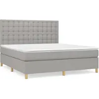 Syfax Boxspringbett mit Matratze Hellgrau 180x200 cm Stoff