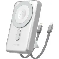 Dudao Powerbank K29 10000Mah Pd 20W mit Magsafe mit Metallgehäuse, Ständer und eingebauten Usb-C/Lightning Kabeln - Silber