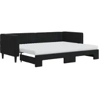 Syfax Tagesbett Ausziehbar mit Matratzen Schwarz 80x200 cm Samt