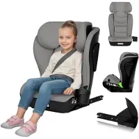 Lionelo Kindersitz Neal i-Size 100-150 cm, bis 12 Jahren, Verstellbare Kopfstütze, Zusätzliches Seitenschutzsystem, Neigungsverstellung der Rückenlehne Grau